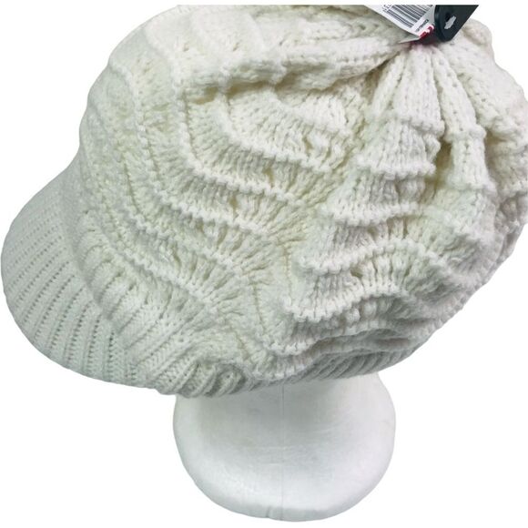 Off White Cable Knit Beanie Hat - Picture 1 of 8